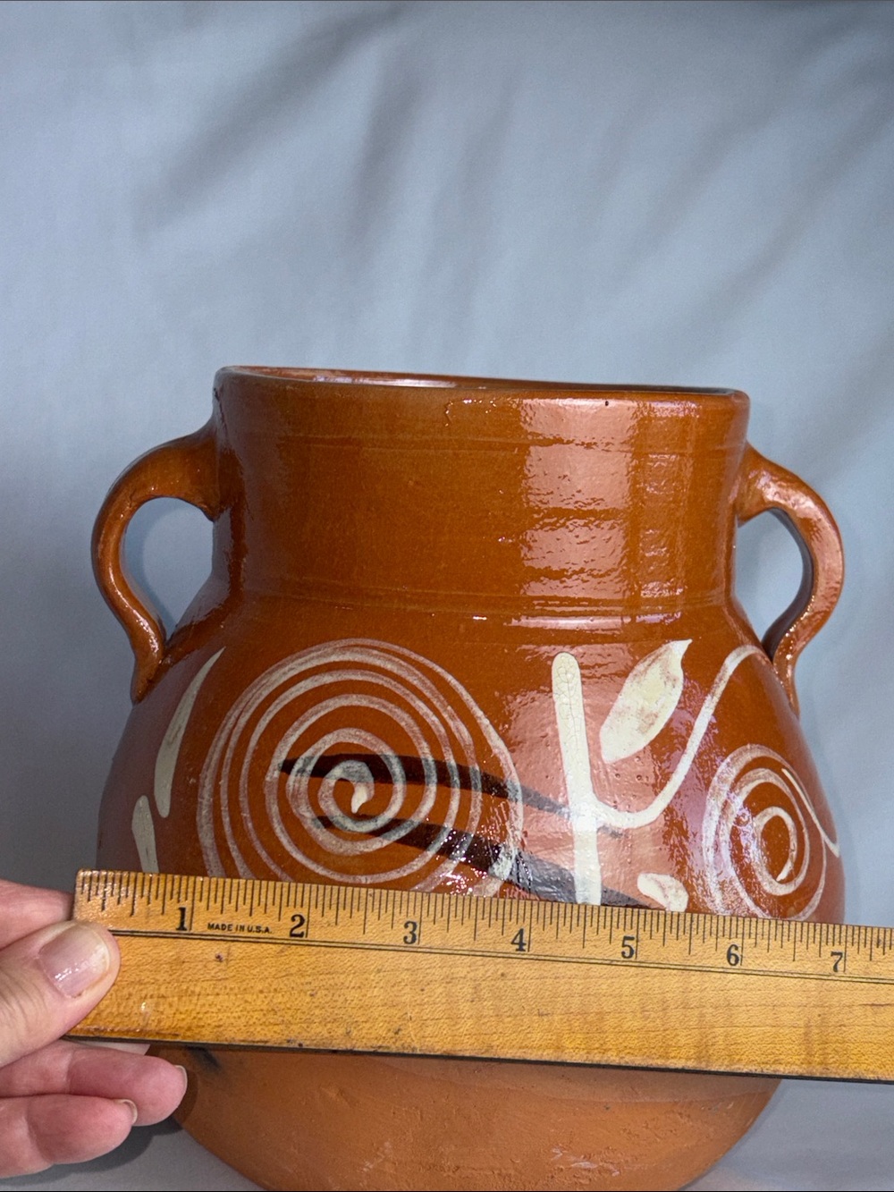 New Hand Painted Mexican Olla de Barro Clay Bean Pot Frijolera 4 Qt With Lid - Picture 10 of 13